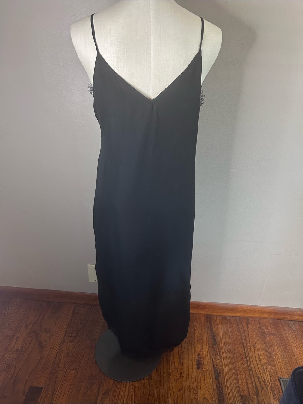 Nasty Gal Black Lace-Trim Satin Slip Dress - Picture 4 of 6
